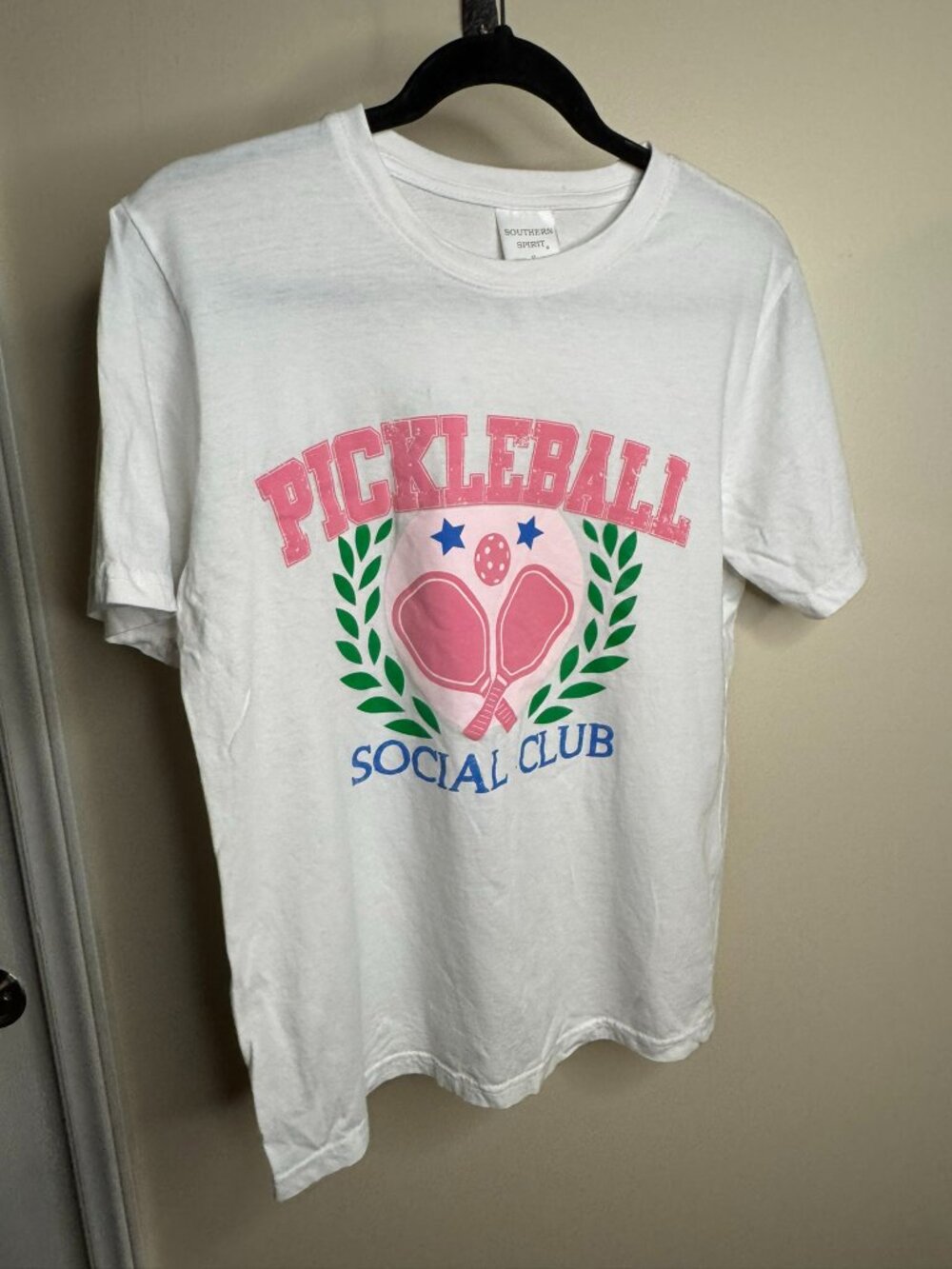 Southern Spirit White/Pink Pickleball Social Club Size S Tee